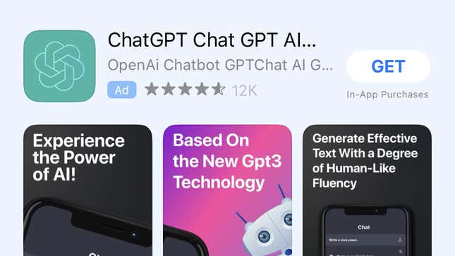 It’s an ad, not the official ChatGPT app.