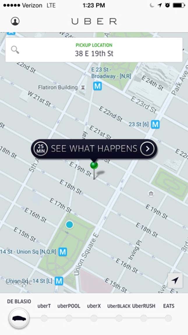 Image for article titled Uber is simulating #deblasiosnewyork to protest a cap on new for-hire cars