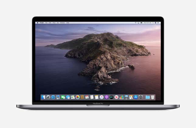 The new background of macOS Catalina, showing the new Music, Podcasts, and TV apps.