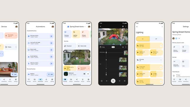 A photo showing renders of the new google home app 