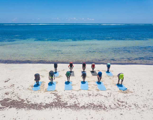 Yoga for mind and body wellness therapy in Mogadishu’s beach