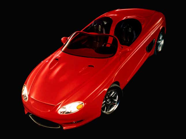 Image of the 1993 Mustang Mach III concept viewed from the front quarter and above