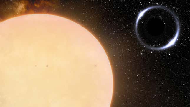 An artist's impression of a star and black hole in a binary system.