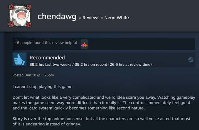 Image for article titled Neon White’s Steam Reviews Are Horny As Hell