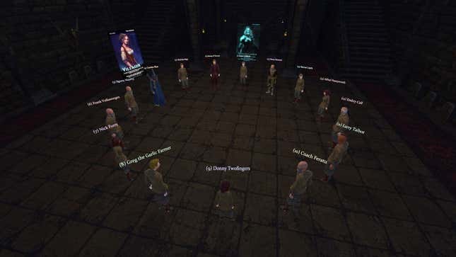 An Wolflord - Werewolf Online image showing a bunch of online players standing around in a circle.