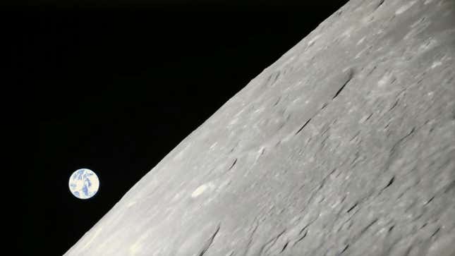 Hakuto-R transmitted an image of the lunar surface minutes before it crashed onto the Moon.