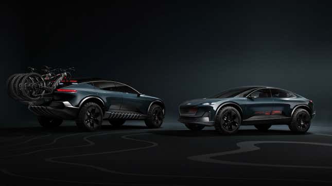 A render of two Audi Activesphere concept cars in a studio.