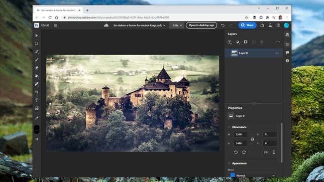 Imagen para el artículo titulado Esto es lo que puedes y no puedes hacer con la nueva versión de Photoshop en la Web