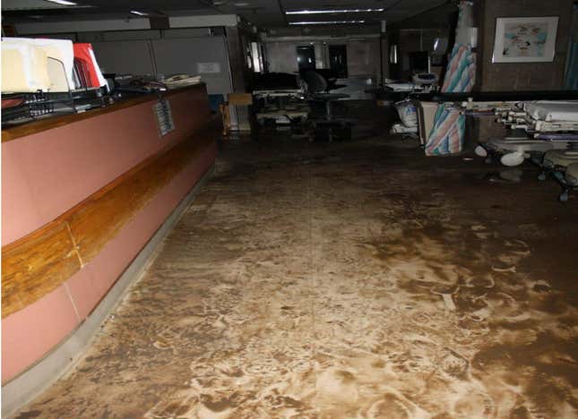 An image of Coney Island Hospital after Hurricane Sandy’s flooding in 2012. 