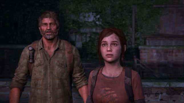 Joel and Ellie stand in awe in the Last of Us remake.