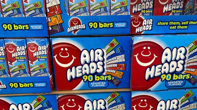 Boxes of bulk Airheads Halloween candy