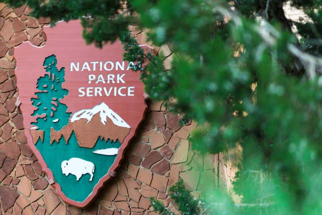 The emblem for the National Park Service outside of the visitor’s center.