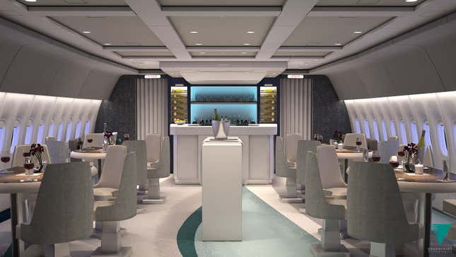 The bar inside the Crystal Skye luxury jet.