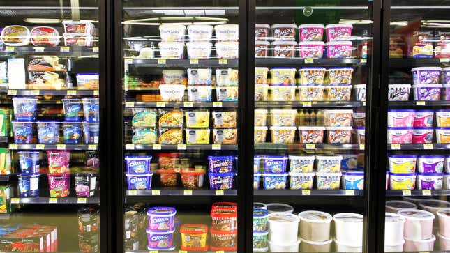 ice cream in freezer display