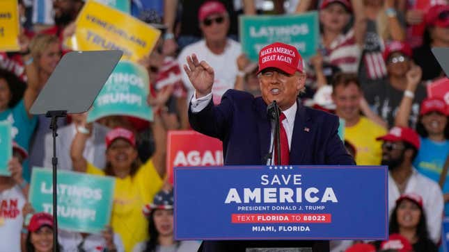 Trump has been making the rounds, holding rallies in support of Republican candidates ahead of the midterm elections (as with this Miami stop in support of Sen. Marco Rubio). And he’s also begun hinting that he could soon be campaigning for himself again.