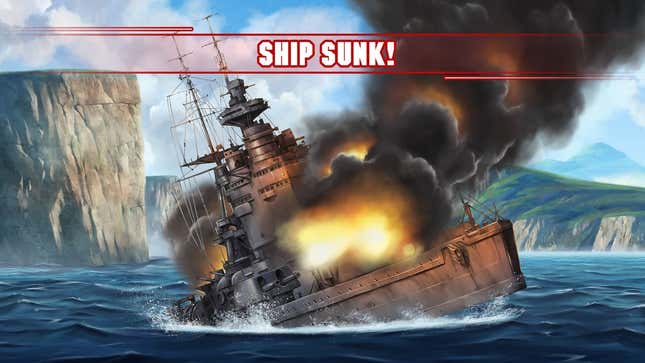 A ship sinks in the game Battleship.