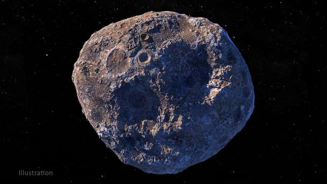 Artist’s impression of metal-rich asteroid Psyche.Image: NASA
