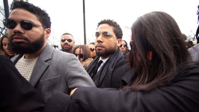 Jussie Smollett arrives at the Leighton Criminal Courthouse on February 24, 2020.
