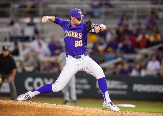 Tigers starting pitcher Paul Skenes on the mound as The LSU Tigers take on the Butler Bulldogs at Alex Box Stadium in Baton Rouge, La. Friday, March 3, 2023.

Lsu Vs Butler Baseball 5117