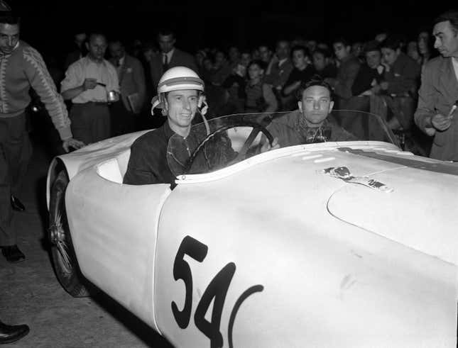 John Fitch (left) at the 1953 Mille Miglia.