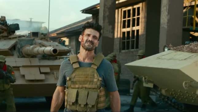 The anti-Rambo: Frank Grillo as the bad guy. (Source: Lionsgate via The Conversation)