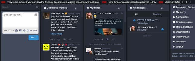 screenshot of countersocial's interface, which kind of resembles tweetdeck.
