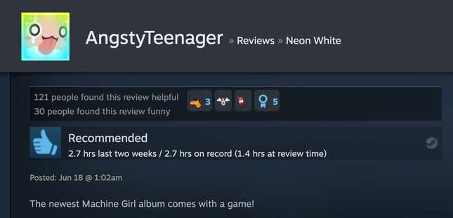 Image for article titled Neon White’s Steam Reviews Are Horny As Hell