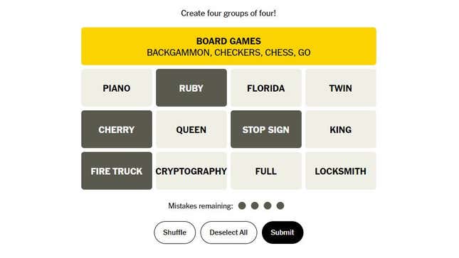 The New York Times Connections Puzzle Seems Awfully Familiar All