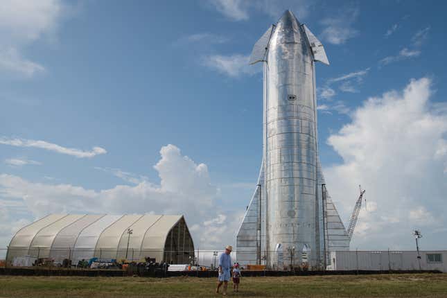 A prototype of SpaceX's Starship in Boca Chica, Texas, in September 2019.