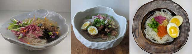 I’ve made this dish so many times, and each time you can mix up what you top it with. Flying fish roe, roasted pork, pea flowers, pickled shiso, etc. A soft boiled egg is always welcome. 