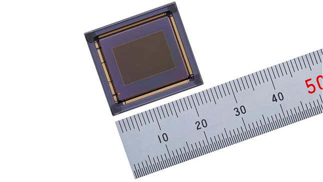 A close-up of Canon's new 12.6MP image sensor that allows for multiple exposures in a single shot.