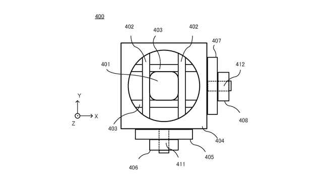 A screenshot from Nintendo's patent shows a square-shaped controller.