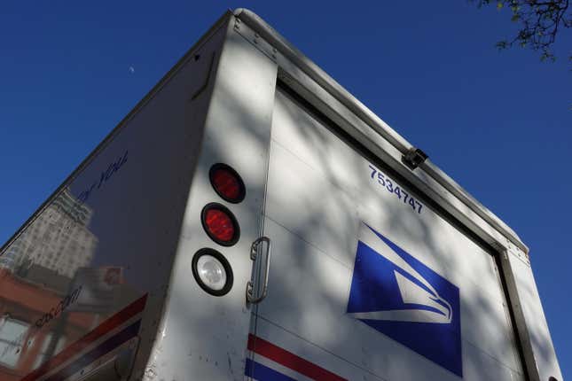 A United States Postal Service (USPS) mail delivery truck is seen in Queens, New York City
