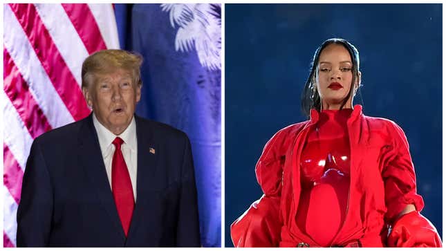 Donald J. Trump, left; Rihanna.