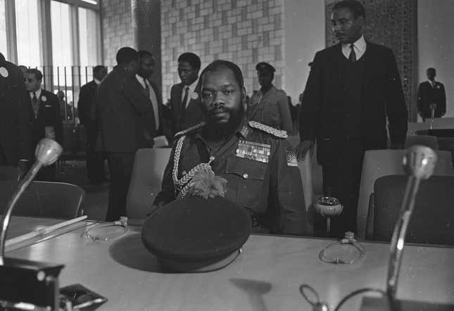 Col. Odumegwu Ojukwu, leader of the secessionist state of Biafra at peace talks in Addis Ababa in 1968.