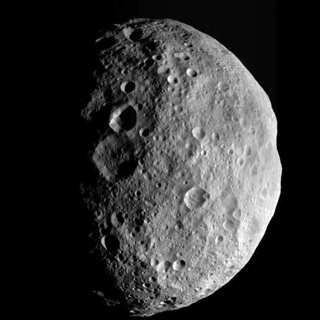 Vesta, the second largest object in the main asteroid belt.