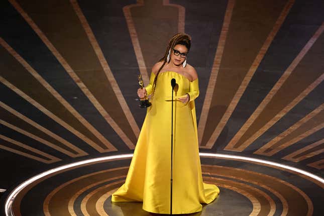 US costume designer Ruth E. Carter accepts the Oscar for Best Costume Design for “Black Panther: Wakanda Forever” onstage during the 95th Annual Academy Awards at the Dolby Theatre in Hollywood, California on March 12, 2023.