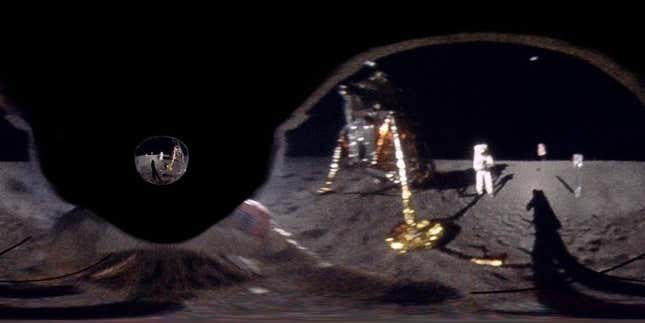 Imagen para el artículo titulado Reconstruyen lo que Buzz Aldrin vio en la Luna por el reflejo de su casco