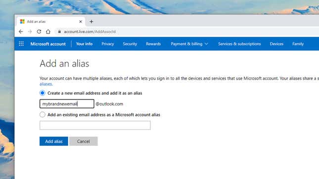 Choose your Outlook email address... as long as no one else has taken it.