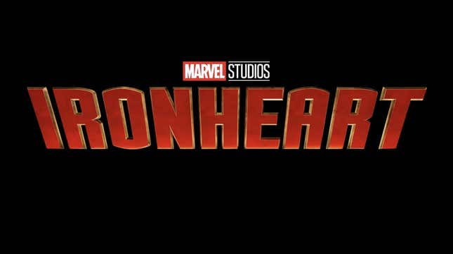 The red logo for Marvel Studios' upcoming Disney+ series Ironheart against a black background.