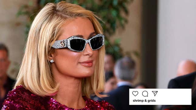 Paris Hilton wearing sunglasses on the red carpet