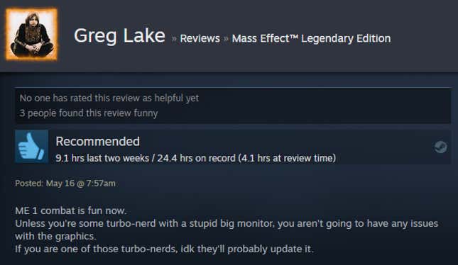 Image for article titled Mass Effect: Legendary Edition, As Told By Steam Reviews