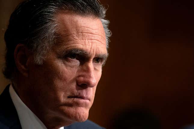 Senator Mitt Romney (R-UT) listens during the Senate Health, Education,  Labor, and Pensions Committee hearing on Capitol Hill in Washington,DC  on July 20, 2021. 
