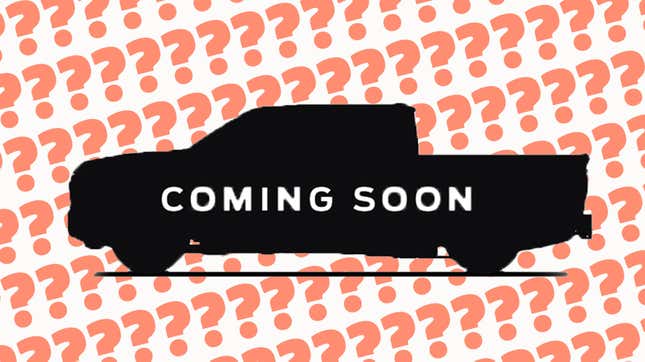 An image showing the outline of a Ford truck covered in orange question marks.