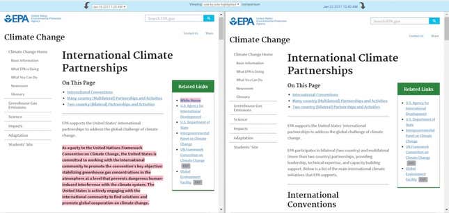 EPA page re: international climate partnerships