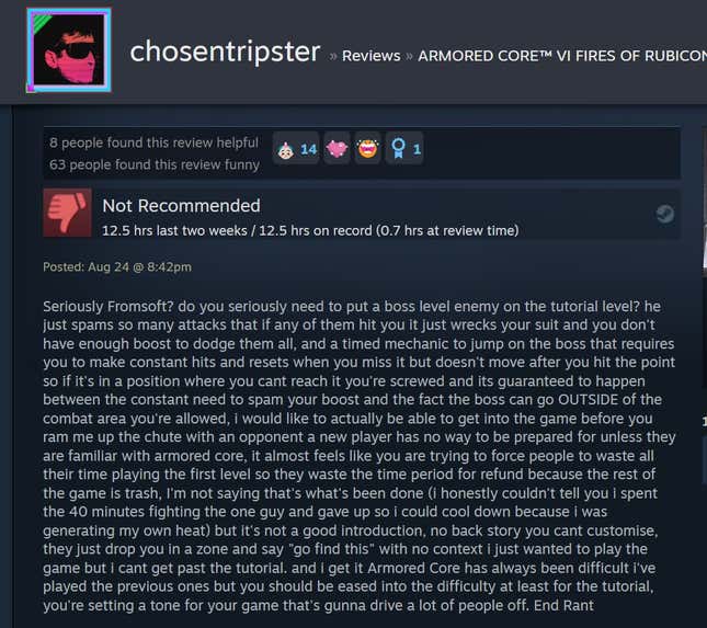 Image for article titled Armored Core VI, As Told By Steam Reviews