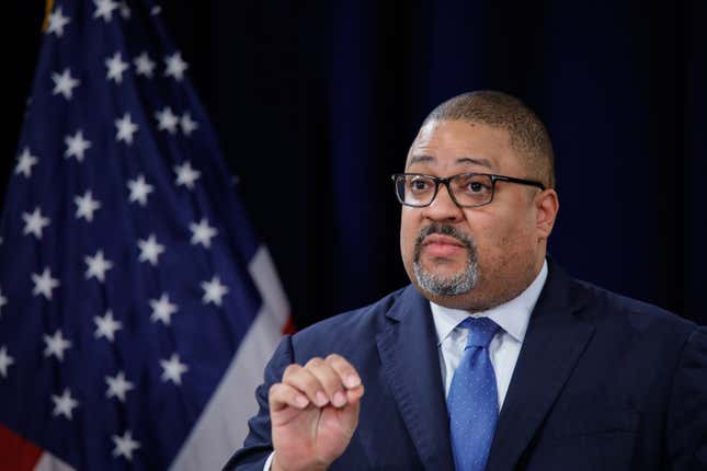 NEW YORK, NEW YORK - APRIL 04: Manhattan District Attorney Alvin Bragg speaks during a press conference following the arraignment of former U.S. President Donald Trump April 4, 2023 in New York City. 