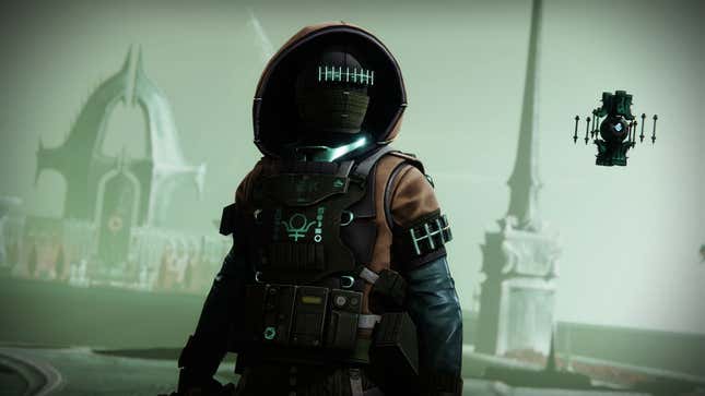 A Destiny 2 Hunter stands in Savathun's Thrown World decked out in Witch Queen gear. 
