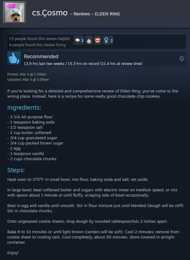 A cookie recipe.