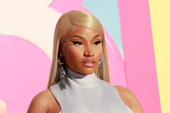 Nicki Minaj arrives for the world premiere of “Barbie” at the Shrine Auditorium in Los Angeles, on July 9, 2023.